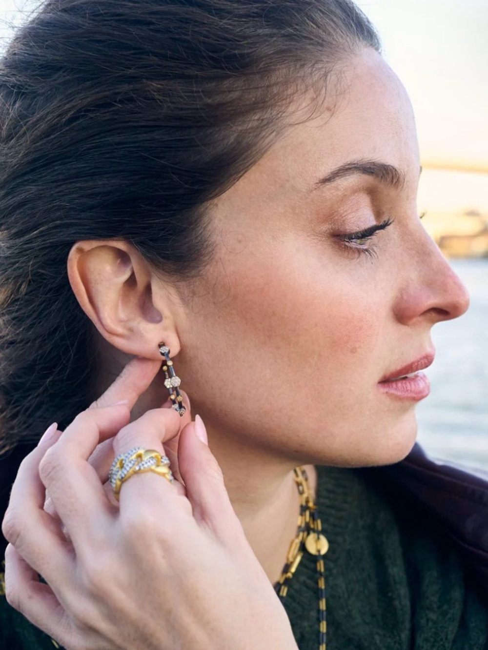New in Box Freida Rothman Signature Disc Statement Hoops - Picture 2 of 5